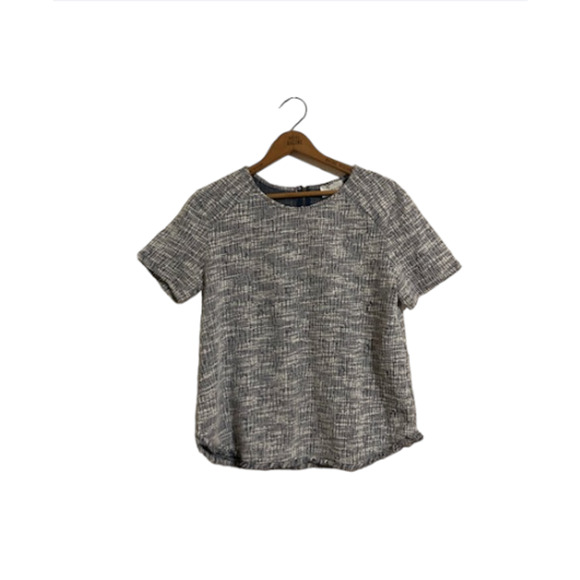Emelia TWEED Navy and White Fringed Top - Women's Medium - Picture 2 of 8